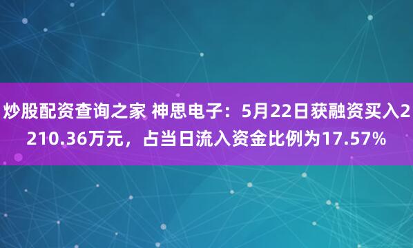 炒股配资查询之家 神思电子：5月22日获融资买入2210.36万元，占当日流入资金比例为17.57%